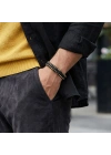 Moncuk Design Syah Deri Ve Sarı Damla Çelik Zincirli Bileklik 33514B1D2-4