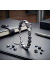 Moncuk Design Zirkon Taşlı Ayarlanabilir Hematit Çelik Bileklik 33512B16D1