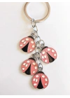 Pembe Uğur Böceklerinden Metal Anahtarlık