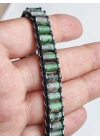 Ruby Zoisit Yeşil Doğal Taş Örme Erkek Bilekliği 4X2 mm