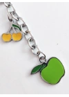 Sarı ve Yeşil Elmalarla Metal Anahtarlık