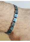 Siyah-Mavi Hematit Taşlı Ayarlanabilir Erkek Bileklik