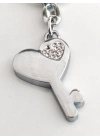 Üzeri Taşlı Kalp ve Anahtar Şeklinde Metal Anahtarlık