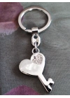 Üzeri Taşlı Kalp ve Anahtar Şeklinde Metal Anahtarlık