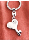 Üzeri Taşlı Kalp ve Anahtar Şeklinde Metal Anahtarlık