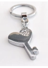 Üzeri Taşlı Kalp ve Anahtar Şeklinde Metal Anahtarlık