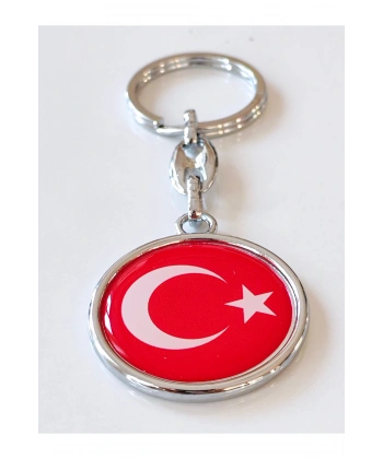 Kırmızı Türk Bayraklı Metal ve plAnahtarlık