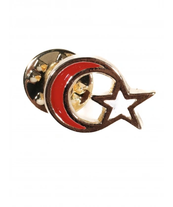 Kırmızı Ay beyaz Yıldızlı Metal Rozet