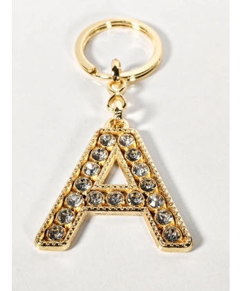 Taşlı A Harfi Gold Metal Anahtarlık – Kişisel Stil, Zarif Işıltı