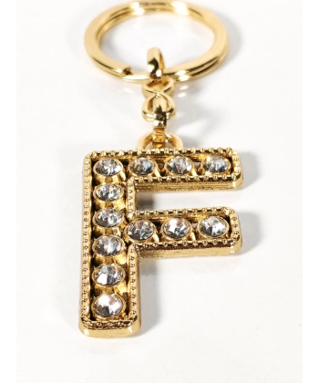 Taşlı F Harfi Gold Metal Anahtarlık – Kişisel Dokunuş, Şık Işıltı ve Zamansız Stil
