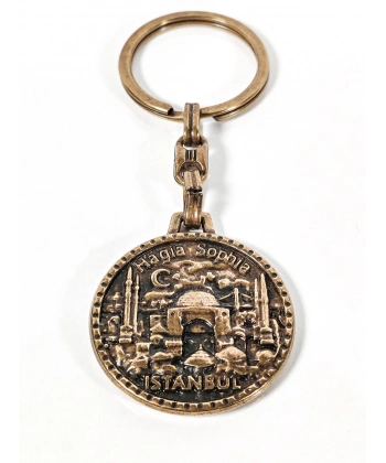 Antik Bronz Ayasofya (Hagia Sophia) Figürlü Metal Anahtarlık – İstanbul’un Tarihi ve Ruhunu Taşıyan Özel Tasarım