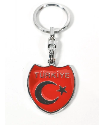 Türkiye Yazılı Ay Yıldız Figürlü Kırmızı Metal Anahtarlık – Sade, Net ve Güçlü Bir Duruş
