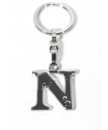 N Harfi Gümüş Renk Metal Anahtarlık – Minimal ve Şık Harf Tasarımı