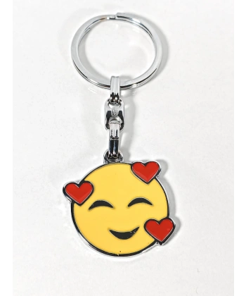 Kalpli Gülümseyen Emoji Metal Anahtarlık – Sevimli Emoji Tasarımlı Anahtarlık