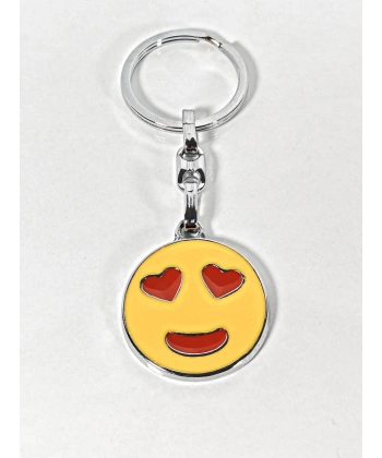 Kalp Gözlü Emoji Metal Anahtarlık – Sevgi Temalı Emoji Anahtarlık