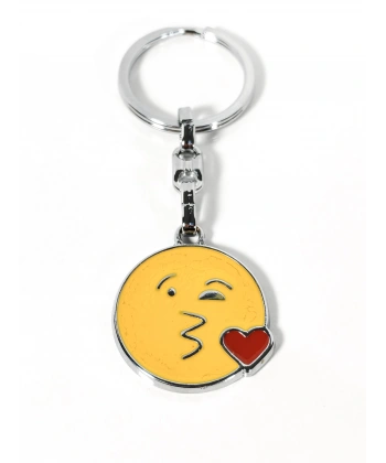 Öpücük Gönderen Emoji Metal Anahtarlık – Kalpli Emoji Tasarımlı Anahtarlık