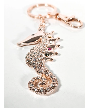 Taşlı Denizatı Anahtarlık Rose Gold – Işıltılı Şık Çanta & Anahtar Aksesuarı