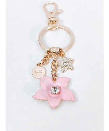 Zirkon Taşlı Yıldız ve Çiçek Figürlü Rose Gold Lüks Anahtarlık & Çanta Aksesuarı