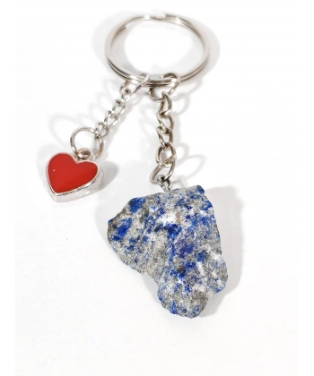 Lapis Lazuli Taşı ve Kalp Figürlü Özel Tasarım Anahtarlık
