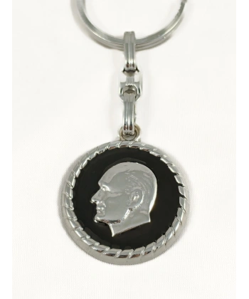 Atatürk Portreli Siyah Metal Anahtarlık