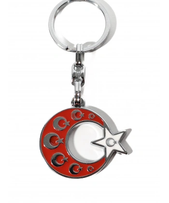 Kabartmalı Ay Yıldızlı Metal Anahtarlık