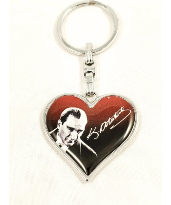 Atatürk Resimli ve İmzalı Metal Anahtarlık