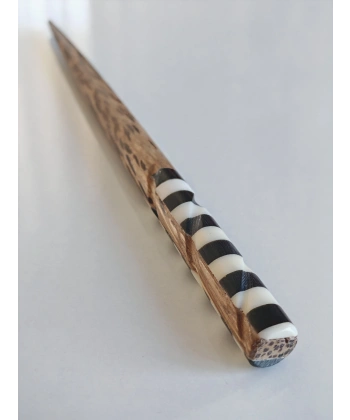 Geometrik Kontrastlı Sedef ve Bambu Saç Çubuğu