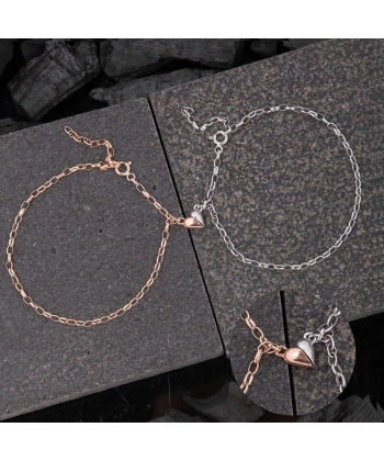 Gümüş Rodyum Rose Çift Kalpli Aşk Bileklik