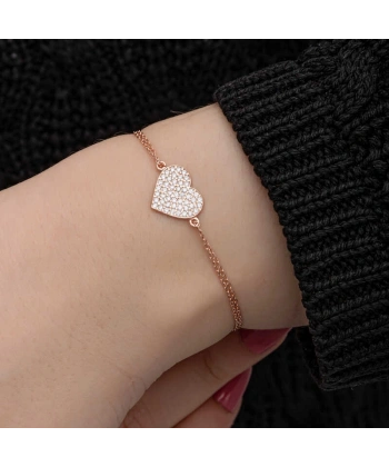 Gümüş Rose Kalp Kadın Bileklik