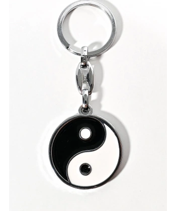 Yin ve Yang Siyah ve Beyaz Metal Anahtarlık