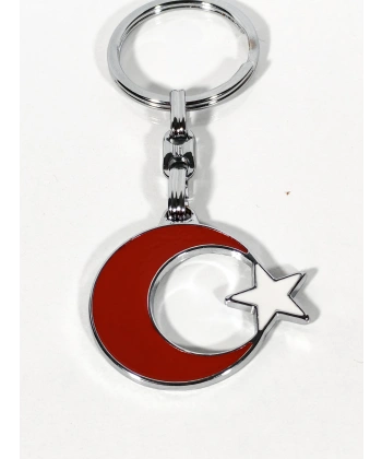 Ay ve Yıldız formunda Metal Anahtarlık