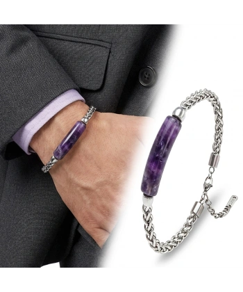 Moncuk Design Ametist Doğal Taşlı Ve Ayarlanabilir Çelik Zincir Bileklik 33512B15D8