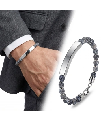 Moncuk Design Mat Akik Beyaz İsim Yazılabilir Ve Ayarlanabilir Çelik Zincir Bileklik 33512B29D3