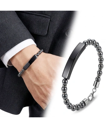 Moncuk Design Hematit Siyah İsim Yazılabilir Ve Ayarlanabilir Çelik Zincir Bileklik 33512B29D8