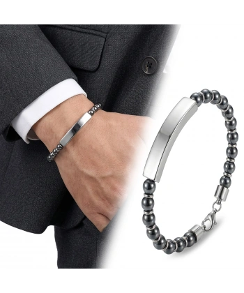 Moncuk Design Hematit Beyaz İsim Yazılabilir Ve Ayarlanabilir Çelik Zincir Bileklik 33512B29D9