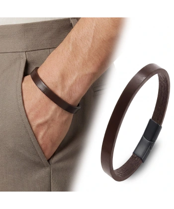 Moncuk Design Kahverengi PU Deri Zamak Erkek Bileklik 33513B16D1