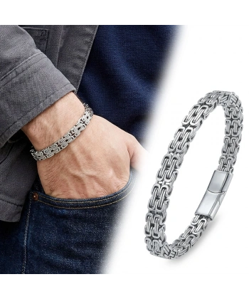Moncuk Design Çiftli 4mm Kral Model Çelik Zincir Erkek Bileklik – Çelik Kilitli 33515B2D4