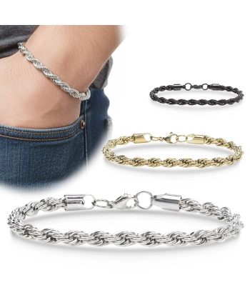Moncuk Design Rope Halat Çelik Zincir Bileklik 6mm 3351CZB2D8