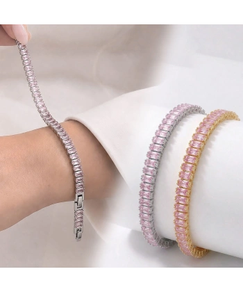 Moncuk Design 5mm Pembe Zirkon Taşlı Ayarlanabilir Su Yolu Kadın Bileklik 3351KBV4D1