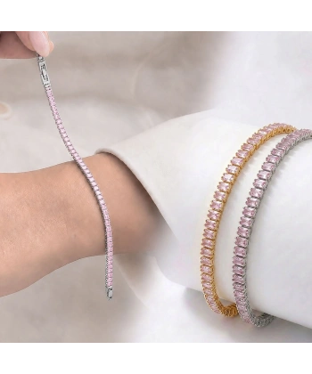 Moncuk Design 4mm Pembe Zirkon Taşlı Ayarlanabilir Su Yolu Kadın Bileklik 3351KBV4D6