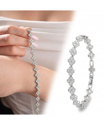 Moncuk Design 8 mm Beyaz Zirkon Taşlı Ayarlanabilir Çiçek Kadın Bileklik 3351KBV6D4