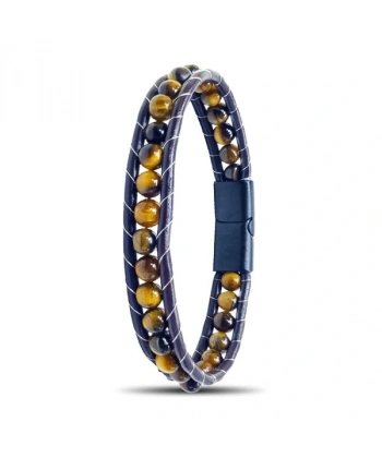 Moncuk Design 6Mm Kaplangözü  Deri Kordon Ve Çelik Bileklik 33512B2D6M16