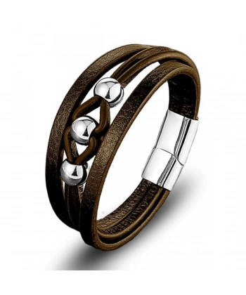 Moncuk Design Çelik Top Ve Kahve Deri Bileklik 33514B8D2