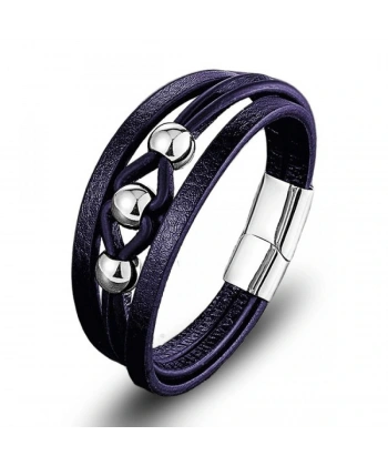 Moncuk Design Çelik Top Ve Lacivert Deri Bileklik 33514B8D3