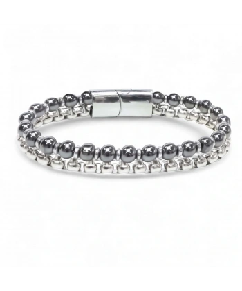 Moncuk Design Çelik Zincirli Hematit Ve Silver Hematit Bileklik 33512B21D9