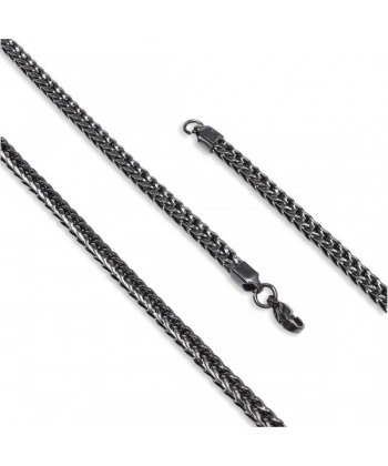 Moncuk Design Köşeli Kral Bakla Örgülü Çelik Kolye 4Mm 3351CEK026
