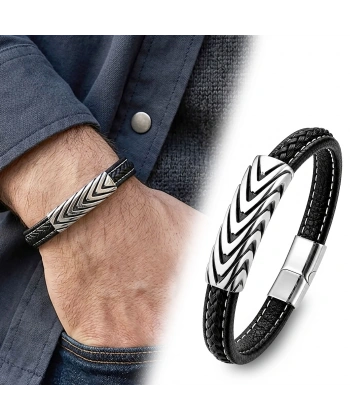 Moncuk Design Kurt Pençesi Motifli Çelik Kilitli Siyah Deri Erkek Bileklik 33511B8D7