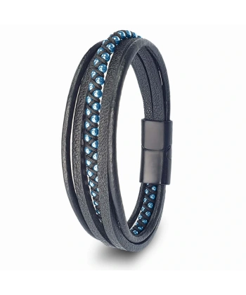 Moncuk Design Mavi Hematit Ve Çoklu Deri Bileklik 33514B3D3
