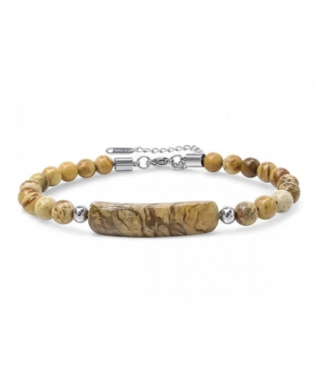 Moncuk Design Odun Jasper Doğaltaş Çelik Halat Ve Çelik Klipsli Bileklik 33512B19D3