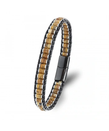 Moncuk Design Odun Jasper & Hematit Çelik Örgülü Deri Bileklik 33512B22D8